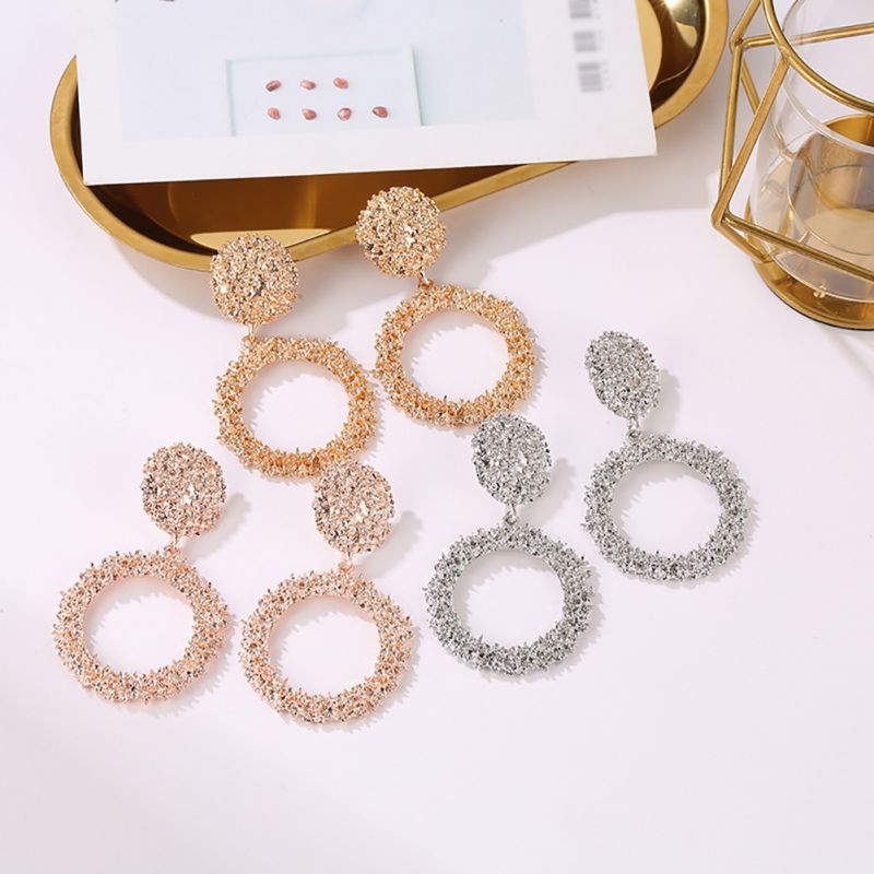 Đôi khuyên tai nữ hình tròn lớn phong cách vintage đáng yêu