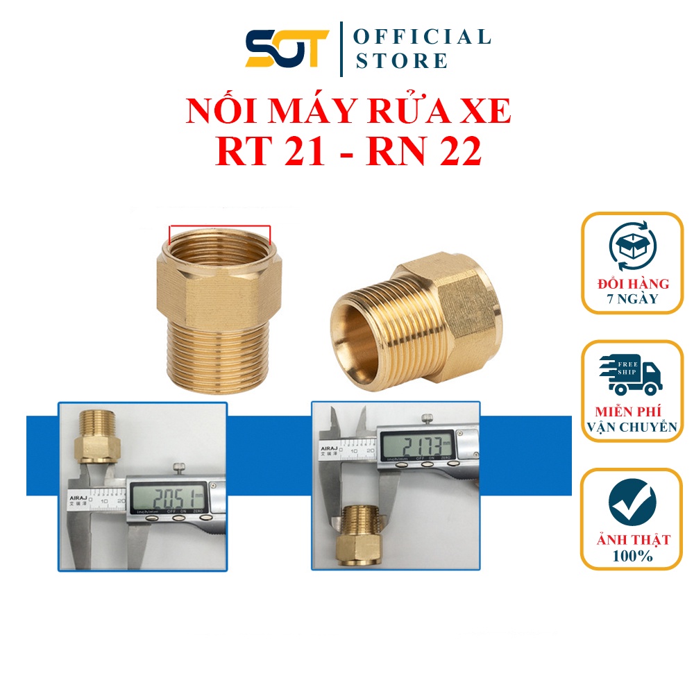 Nối REN TRONG 22mm nối máy rửa xe ĐỒNG THAU