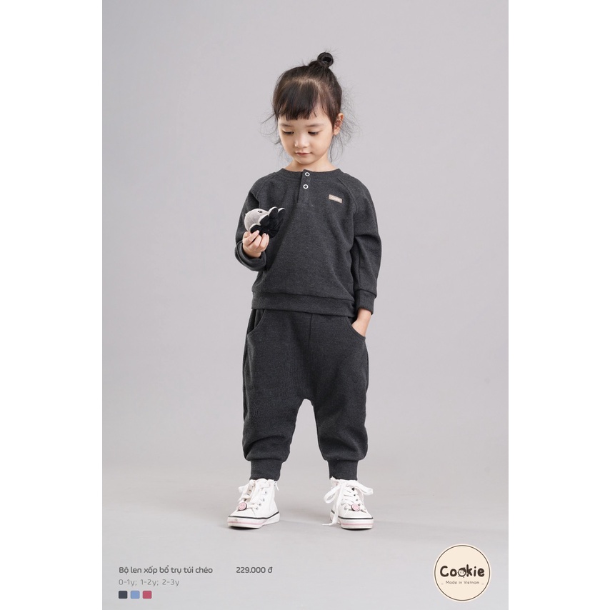 Bộ len xốp cổ tròn, cổ trụ cookie dành cho bé trai bé mềm mịn ấm áp