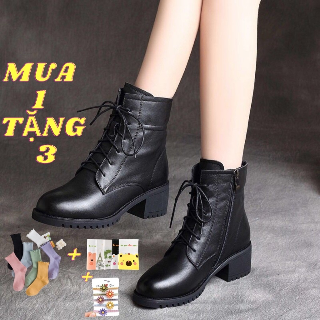 Boot Nữ DT10 Mẫu Mới Buộc Dây Khóa Kéo Cao Cấp Đế Cao 5CM | BigBuy360 - bigbuy360.vn