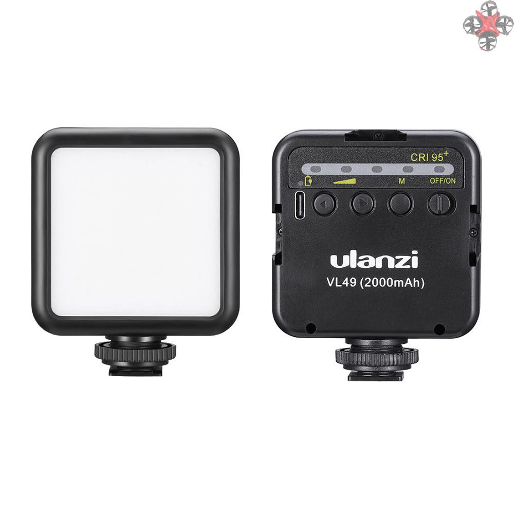 CTOY ulanzi VL49 Mini LED Video Light Photography Lamp 6W Dimmable 5500K CRI95+ Built-in Rechargeable Lithium Battery with Cold Shoe Mount for Canon Nikon Sony DSLR Camera