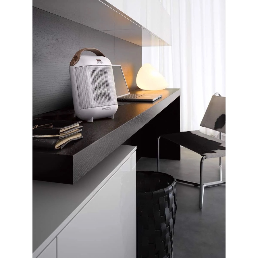 Quạt sưởi gốm DeLonghi HFX30C18 Trắng - Đen 55m² sưởi nhanh hơn với công nghệ làm nóng từ gốm