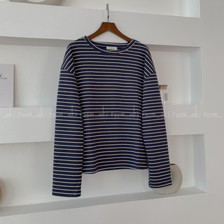 Áo nỉ pha len kẻ ngang xanh dương
