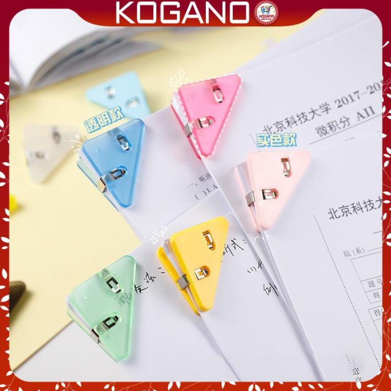 Kẹp giấy KOGANO kẹp bướm nhựa lõi thép tam giác nhiều màu độc đáo SC-001387