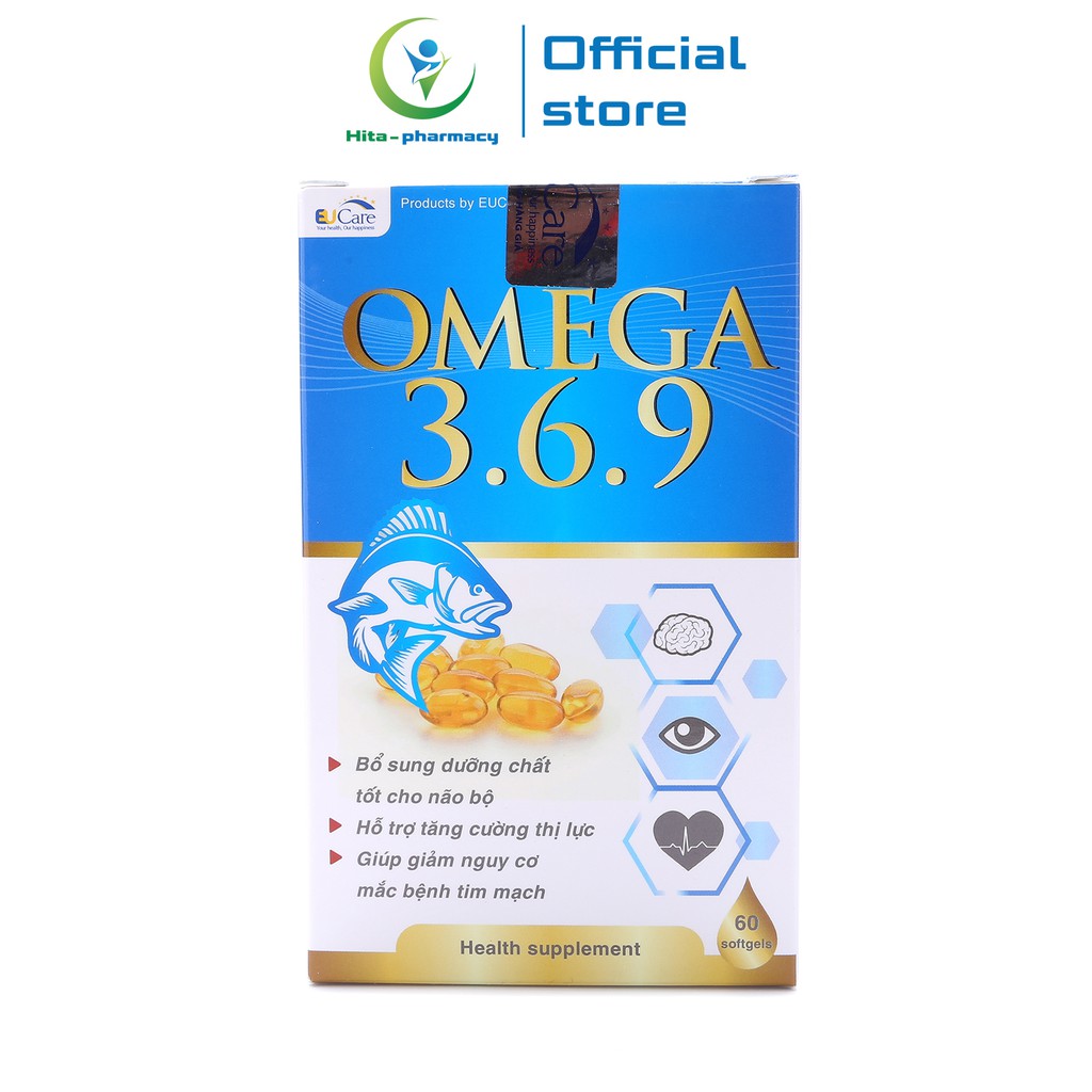 Viên dầu cá Omega 369 EUCARE bổ não, sáng mắt, khỏe tim mạch - Hộp 60 viên