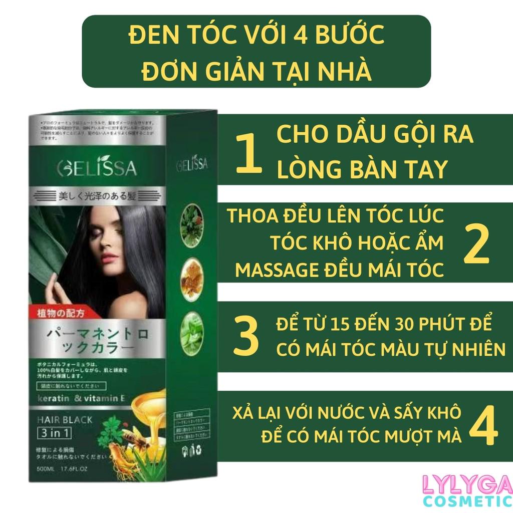 Dầu gội phủ bạc GELISSA 500ml nhật bản - Dầu gội nhuộm tóc đen, nhuộm tóc nâu. thảo dược tự nhiên an toàn