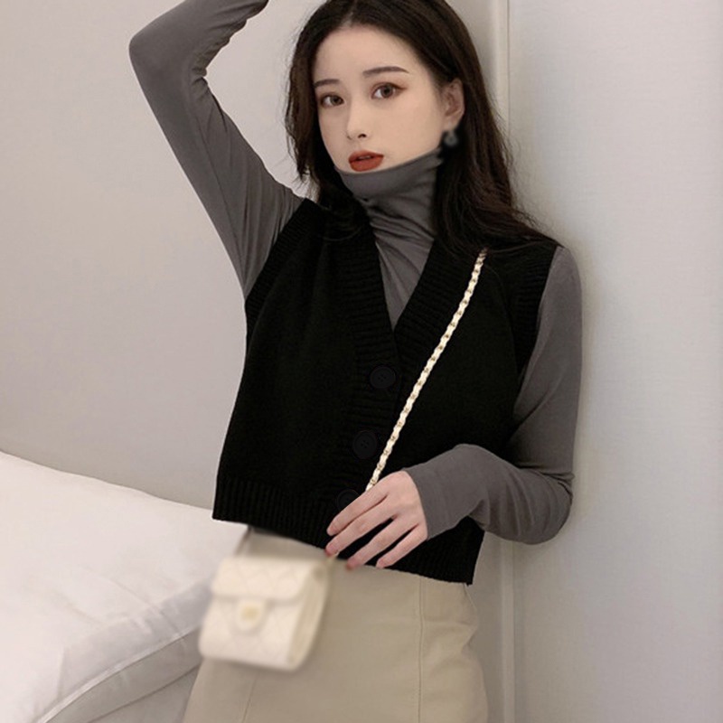 Áo Cardigan Dệt Kim Không Tay Cổ Chữ V Màu Trơn Kiểu Dáng Thời Trang Cho Nữ