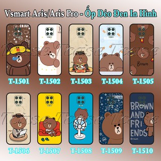 Ốp lưng Vsmart Aris/ Aris Pro dẻo đen in hình BST Gấu Nâu Cute