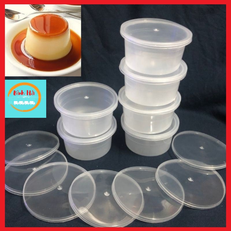 50 chiếc Hũ Làm Caramen, Hũ Bánh Flan, Khuôn Làm Bánh Flan Có Nắp Bằng Nhựa 100% PP