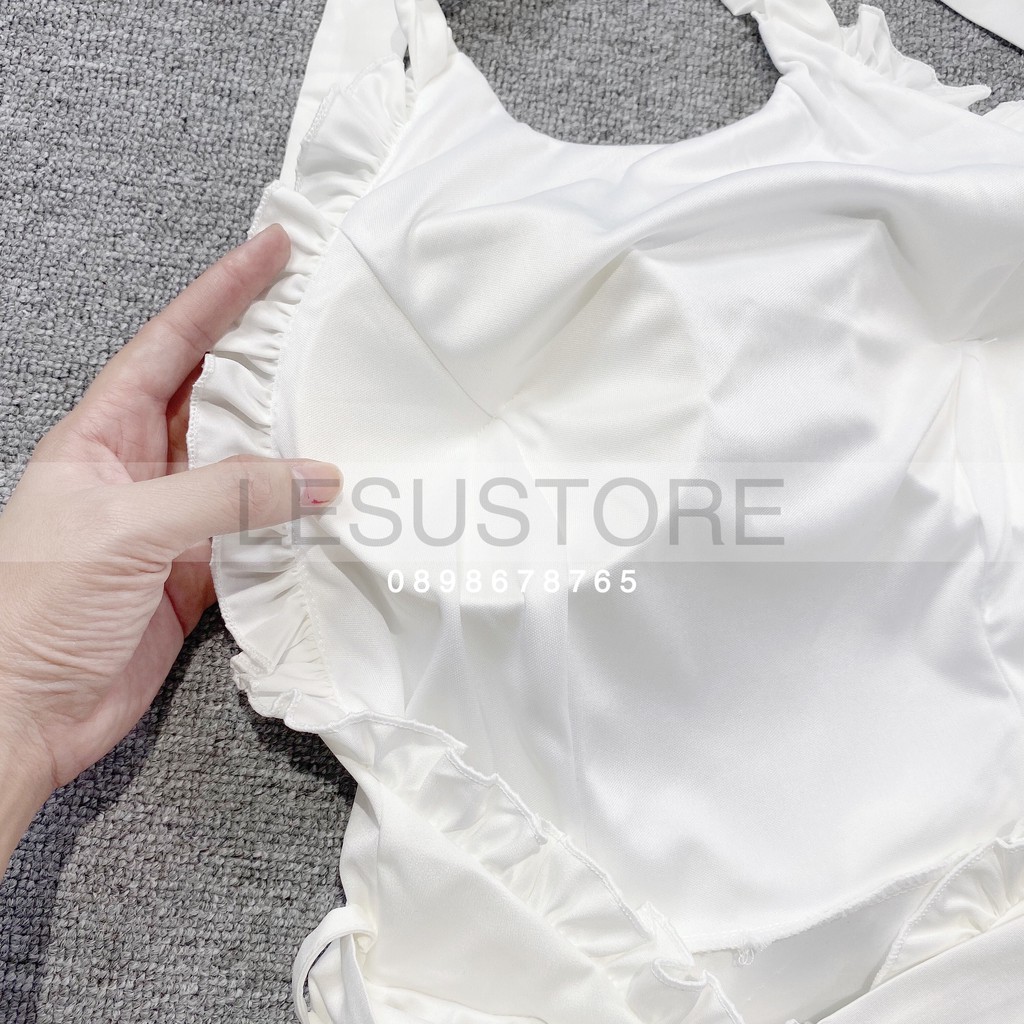 ẢNH TỰ CHỤP Đầm yếm xòe 2 tầng hở lưng