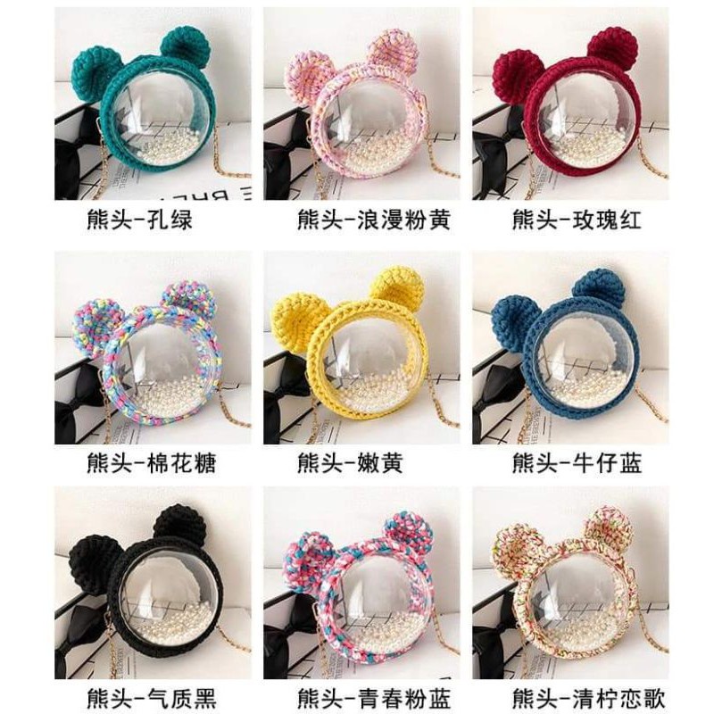 (Hàng Có Sẵn) Set Nguyên Liệu Túi đan len hình gấu