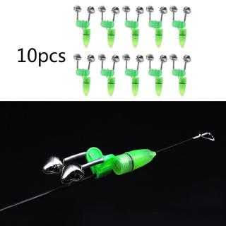 10 Pcs Fishing Rod Twin Bells Alerter Clip Bite Alarm Bells Fishing Tackle Tool
