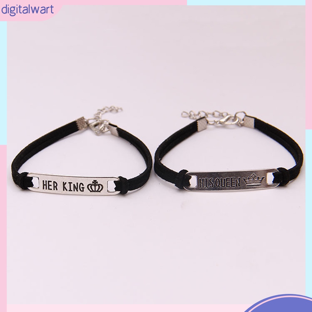 Vòng đeo tay gắn trang trí mặt kim loại His Queen / Her King dành cho các couple