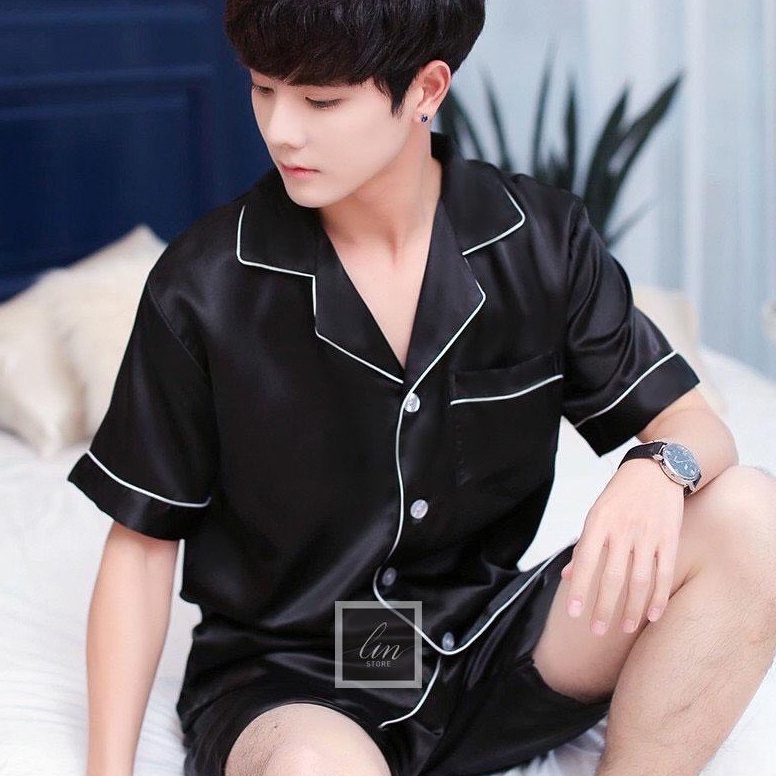 Bộ Lụa Mặc Nhà Nữ Trơn Cộc Tay Quần Cộc Chất Lụa Siêu Mềm  Q1