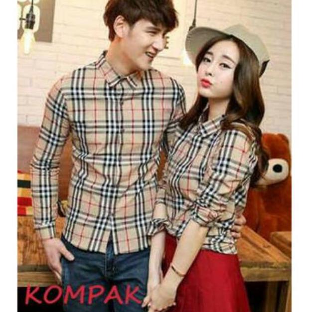 (Code Shqp0) Áo Sơ Mi Cặp Đôi / Áo Sơ Mi Cặp Đôi / Burberry Viền Viền V
