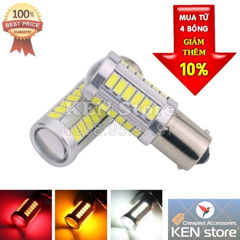 Bóng LED 1156 ngạnh xéo 150 độ làm đèn xi nhan, đèn demi, đèn lùi cho ô tô  33smd 5630