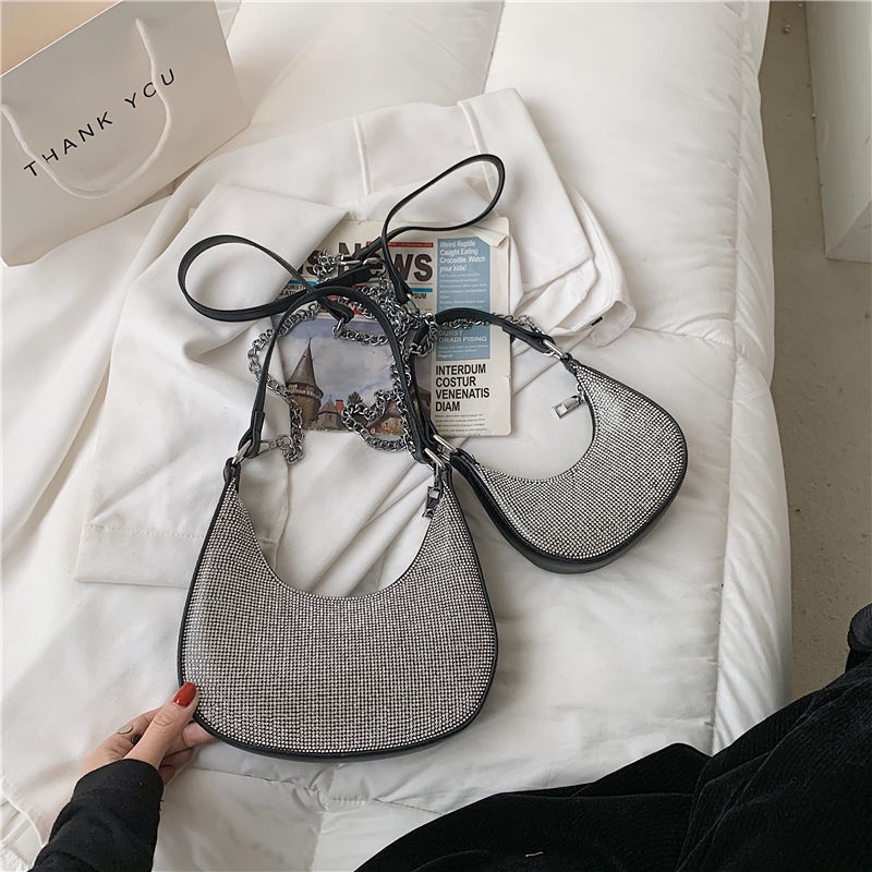 Túi Đeo Một Bên Vai Đính Đá Lấp Lánh Thời Trang Mùa Hè Mới 2021 Dễ Phối Đồ Cho Nữ