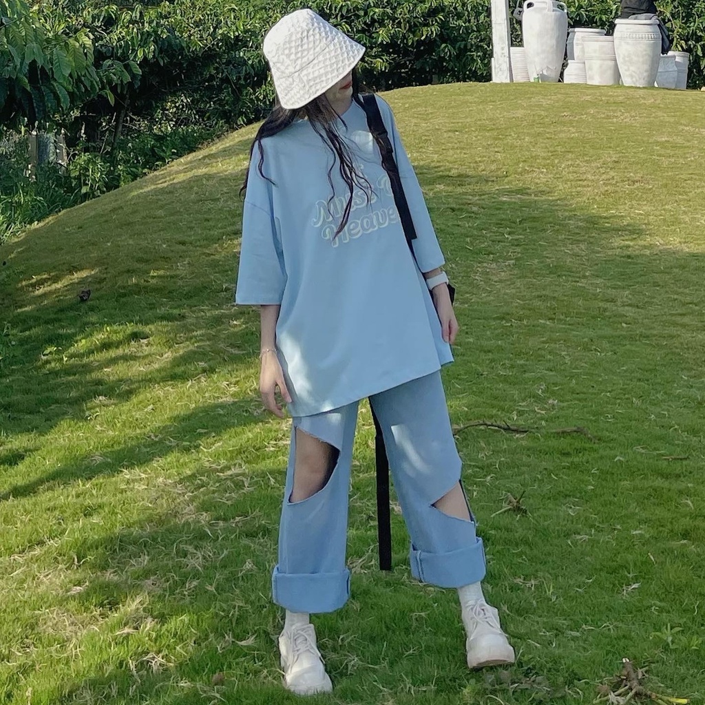 Quần Jean Nữ Lưng Cao SHIBA Ống Rộng JEM CLOSET Thiết Kế Rách Gối Style Năng Động Phối Đồ Siêu Xinh 2907