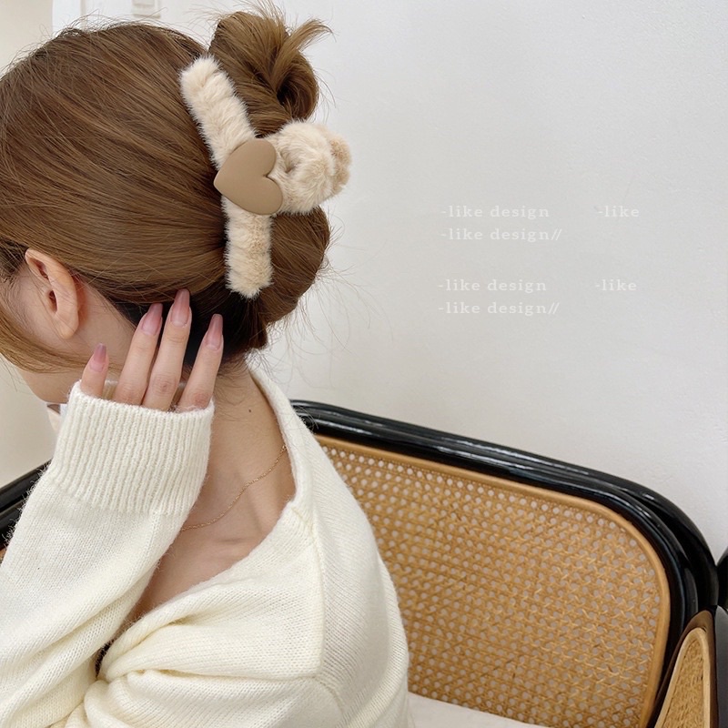 Kẹp tóc hình cá mập phủ lông dễ thương thời trang thu đông cho nữ