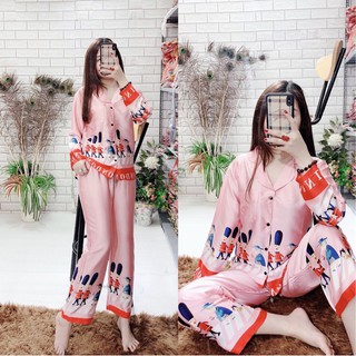 Bộ lụa satin lính tay dài( có túi quần) - Hàng nhập khẩu