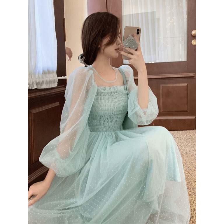 (Mẫu Mới) Hàng Quảng Châu Cực HOT--- Mẫu Đầm Lưới Tay Dài Diện Là Xinh Như Các Tỷ Trung Quốc UP ( Có Video ) h.h.p