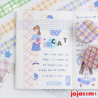 Cuộn Băng Keo Washi Họa Tiết Sọc Caro Ngọt Ngào