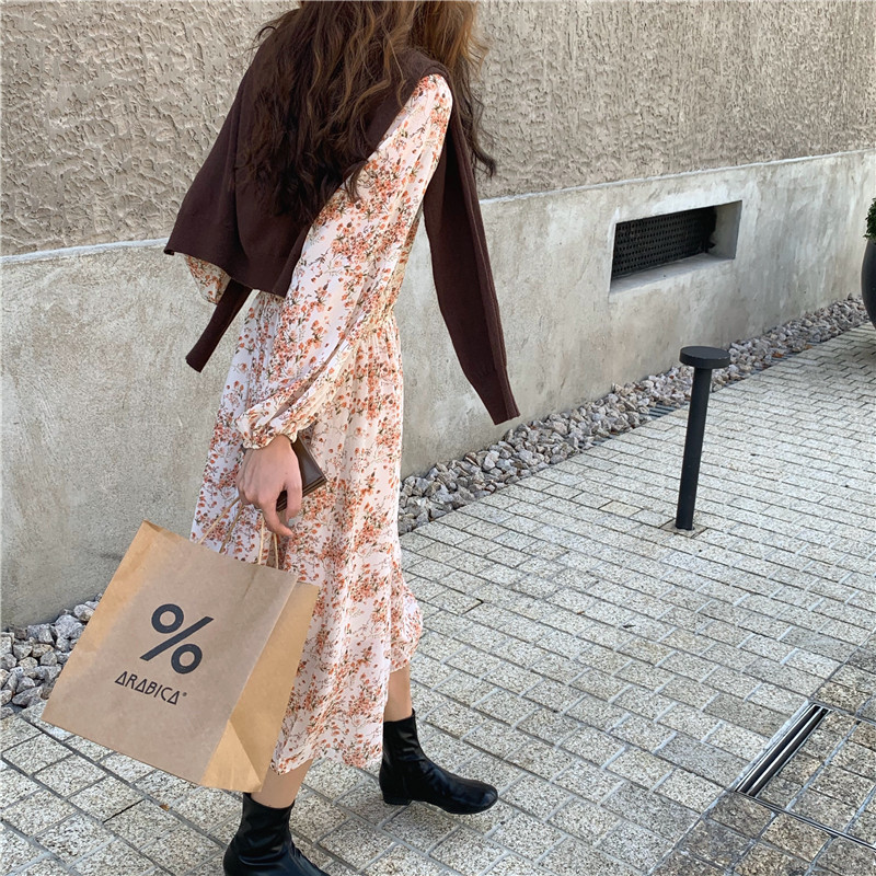 Đầm Voan Hoa Dài Tay Thời Trang Sành Điệu 38111