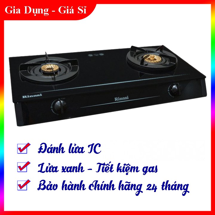 Bếp Gas Rinnai RV-7 Double Glass (L), Mặt Kính Cường Lực, Đánh Lửa IC, Bảo Hành Chính Hãng 24 Tháng