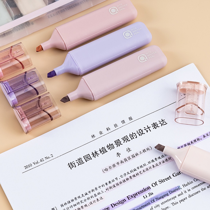 Hộp 4 Bút Dạ Quang Bắt Sáng Nhiều Màu Sắc Dùng Trang Trí Văn Phòng