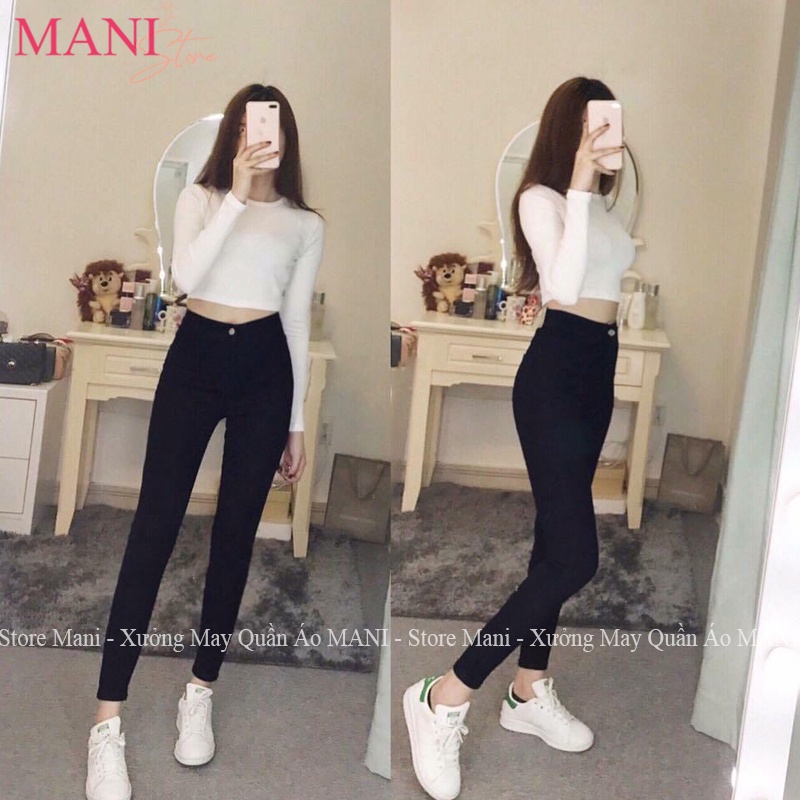 Quần legging nữ cạp cao chất Umi hàn dày dặn co dãn 4 chiều dáng tregging dài 1 khuy có túi ôm gen bụng tập gym thể thao