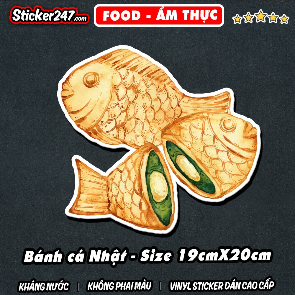 Sticker hình dán ẩm thực 𝑭𝒓𝒆𝒆𝒔𝒉𝒊𝒑 trang trí quán ăn, decor quán, xe bánh mì, bánh cá, bánh trứng, lẩu, spaghetti