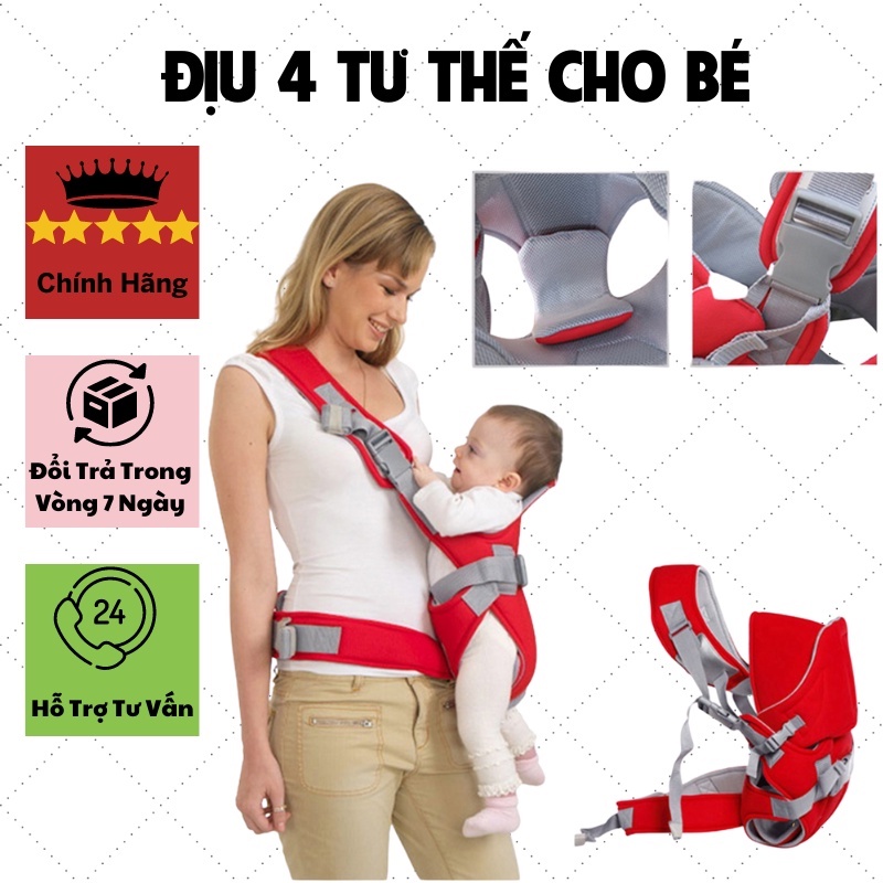Đai Đeo An Toàn Cho Bé, Đai Địu 4 Tư Thế Cho Em Bé, đai cho bé sơ sinh giúp Các Mẹ Giữ Con an toàn hơn. Êm dịu cho bé.