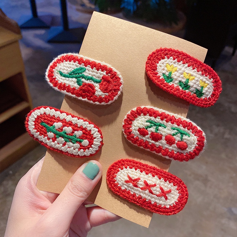 Kẹp Tóc Len Họa Tiết Hoạt Hình Dễ Thương Cho Bé Gái