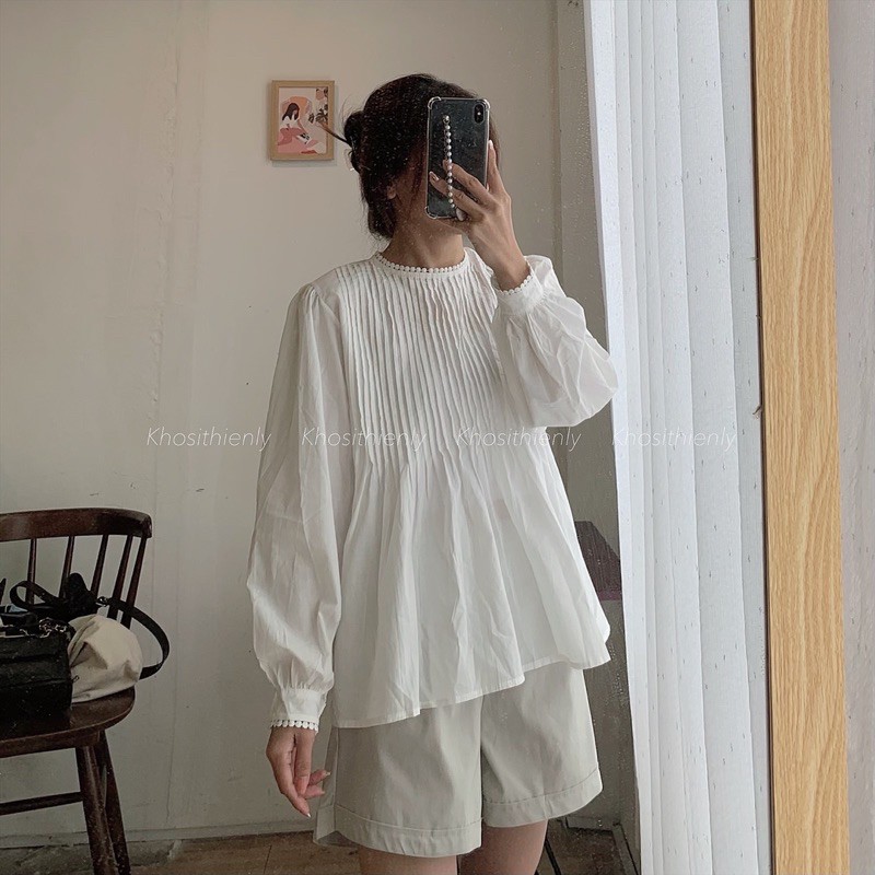 ÁO BABYDOLL TAY BỒNG VIỀN REN