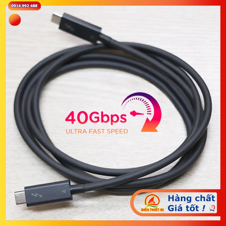 Cáp Thunderbolt 4 Male to Male dài 2M tốc độ 40GB hình ảnh 8K sạc nhanh 5A/100W PD