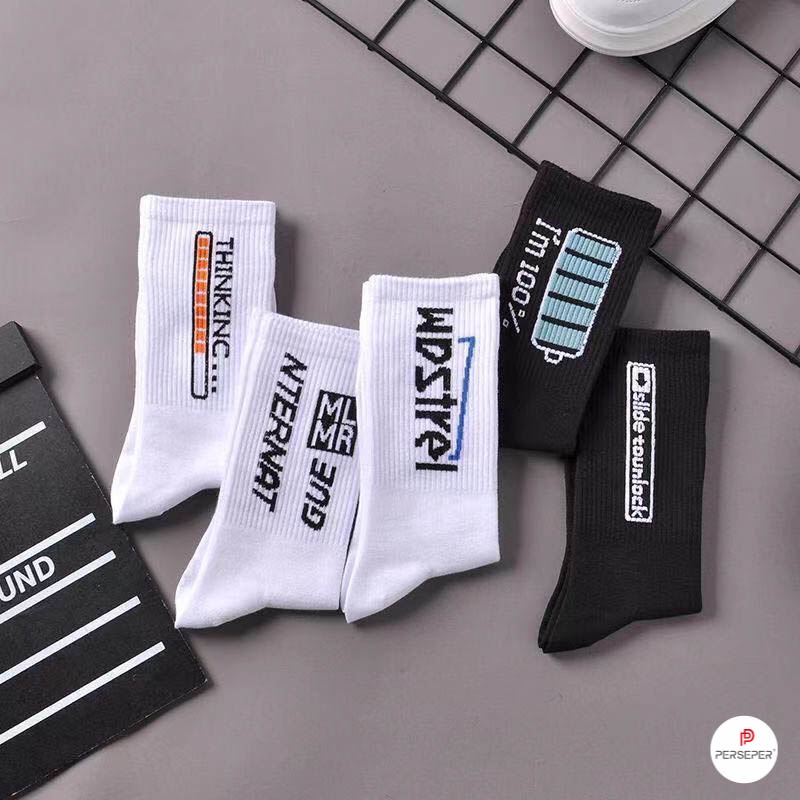 Tất cao cổ nam trắng den vớ dài cổ vừa loại dày xịn cao cấp phong cách thể thao - Only Store