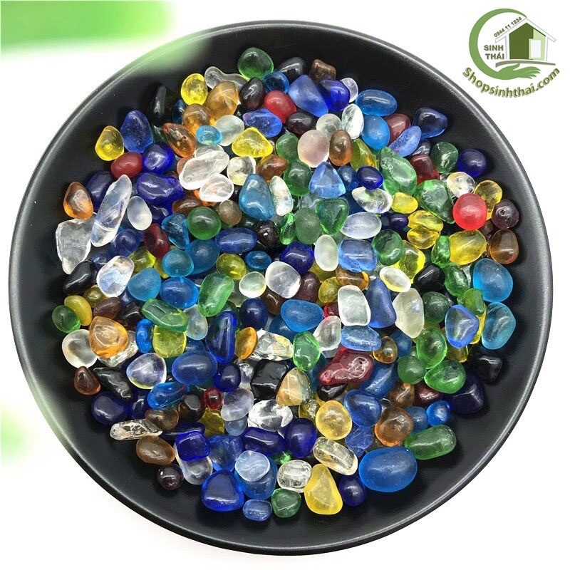 Sỏi thủy tinh, đá nhiều màu trang trí bể cá, sân vườn, tiểu cảnh, chậu cây - Giao màu ngẫu nhiên