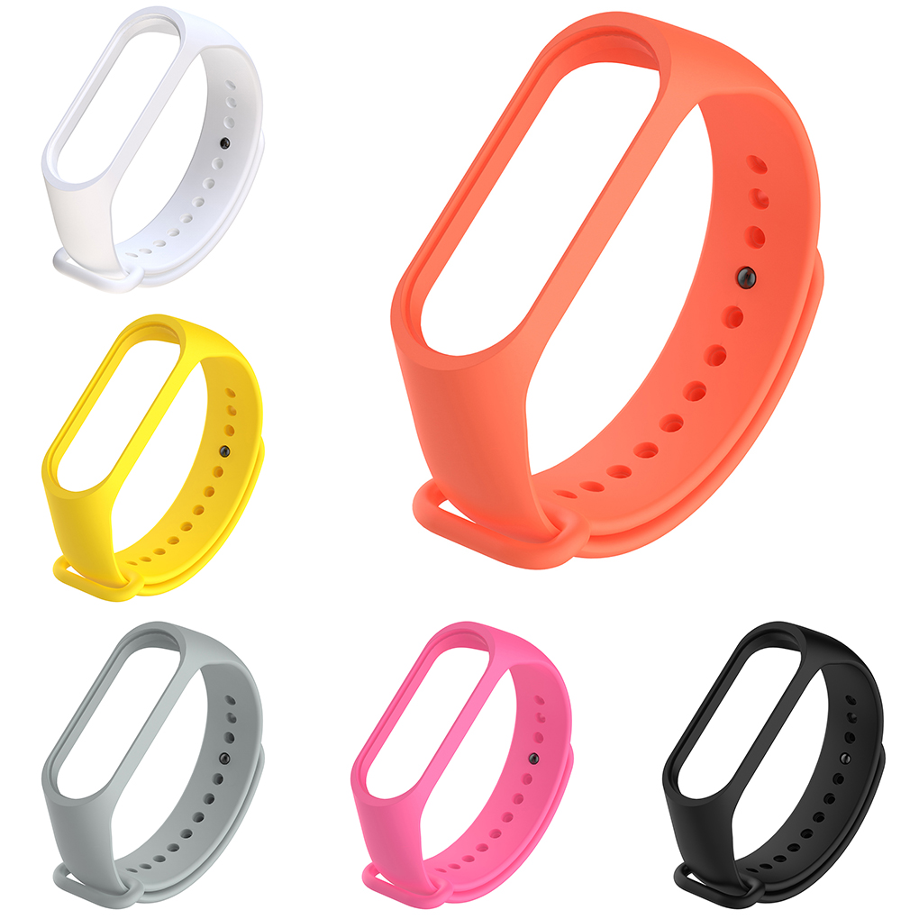 Dây Đeo Thay Thế Chất Liệu Silicon Màu Trơn Cho Xiaomi Mi Band 4 3