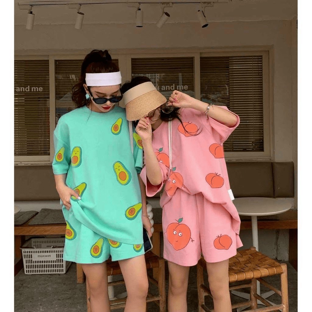 SÉT BỘ NỮ MẶC NHÀ FOM RỘNG HỌA TIẾT DÂU TAY XINH LUNG LINH