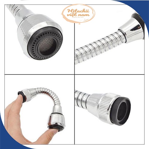 Vòi Rửa Inox Xoay 360 Độ, Tăng Áp Lực Nước Phù Hợp Với Tất Cả Loại Vòi Nối