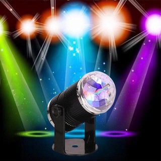 Đèn led cầu xoay pha lê 7 màu cảm ứng âm thanh