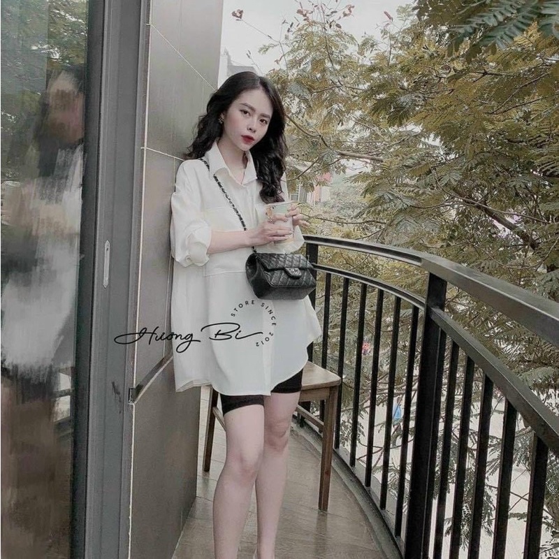 Áo Sơ Mi Nữ Đũi Trắng Túi Hộp Form Rộng Lên Dáng Siêu Ưng Chuẩn Hàng L1 195