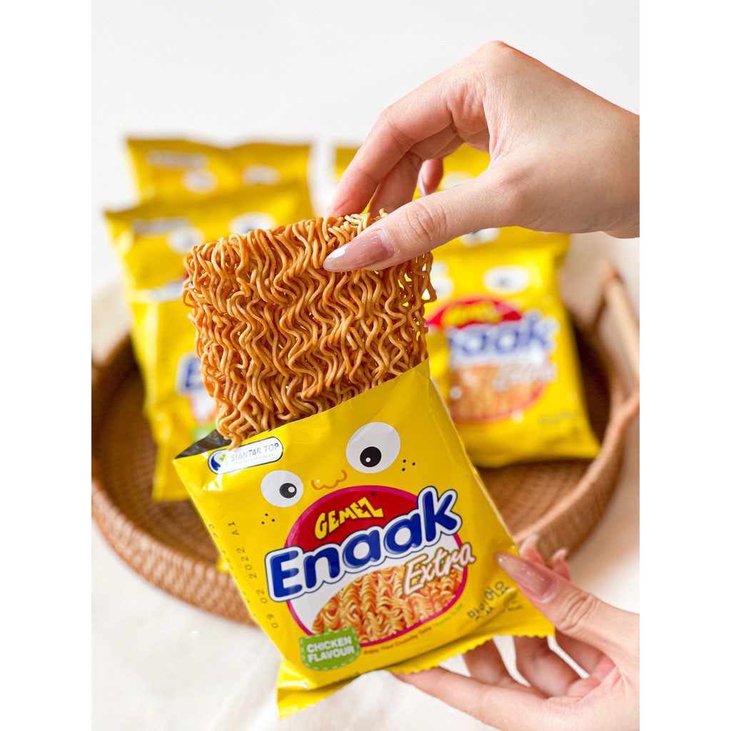 [Thùng 24 gói] Snack mì Enaak Extra Indonesia cho bé, mì tôm ăn sống, mì ăn liền | BigBuy360 - bigbuy360.vn