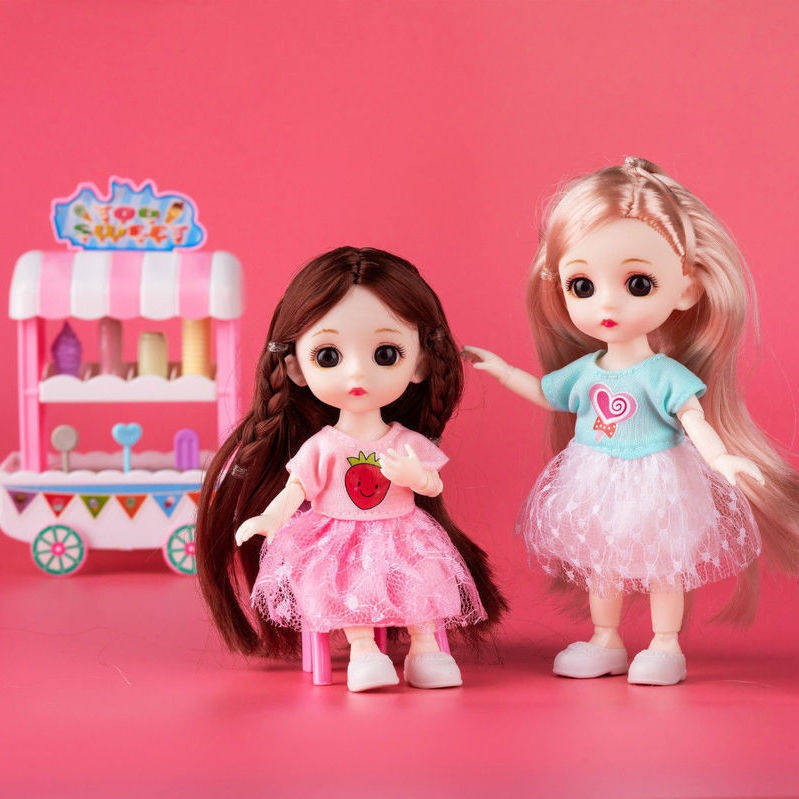 Búp bê barbie đồ chơi cô gái trao đổi phù hợp 17cm trắng tuyết mô phỏng công chúa trẻ em kèn quà sinh nhật