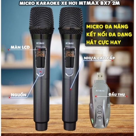 Micro Không Dây Karaoke Cho XE ô tô, LOA Bluetooth BX7 K18V phiên bản mới đa năng cao cấp