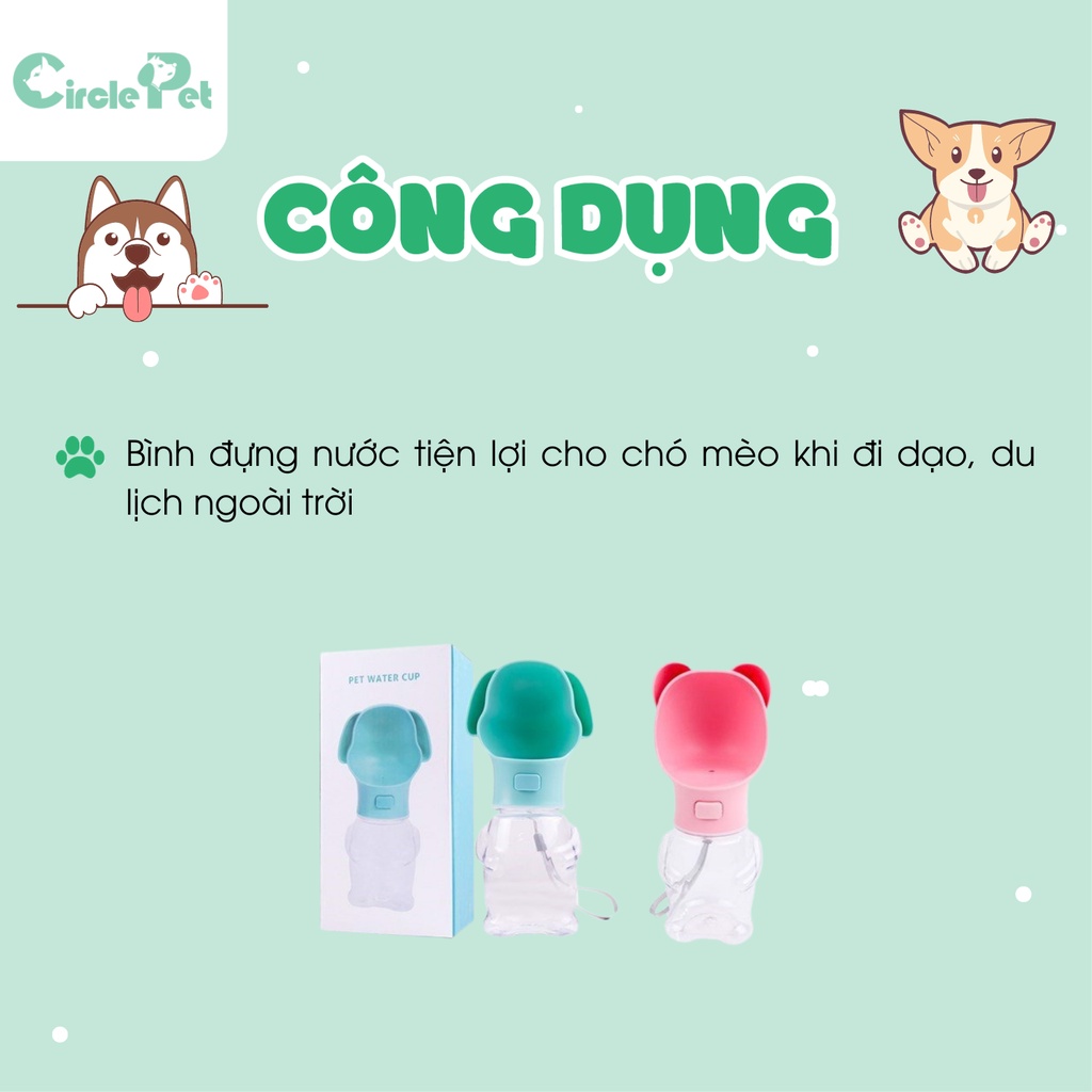 Bình Nước Di Động Cho Chó Mèo Pet Water Cup Thiết Kế Nhỏ Gọn Tiện Lợi Nhựa Cao Cấp 250ml - Circle Pet