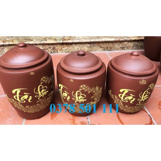 Hũ gạo gốm đất đỏ Bát Tràng 5kg