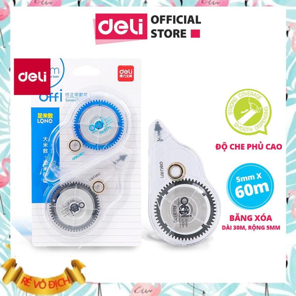 Set bút xóa băng cao cấp Deli Dài 30m/c - 2 chiếc/vỉ - 8170