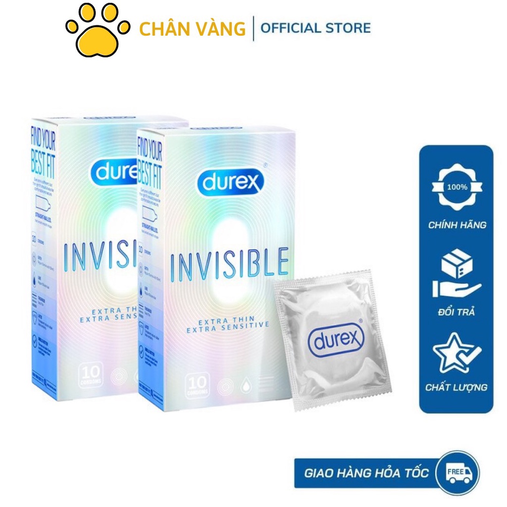 Combo 1 cặp bao cao su Durex Performa và Invisible, bcs chính hãng siêu mỏng