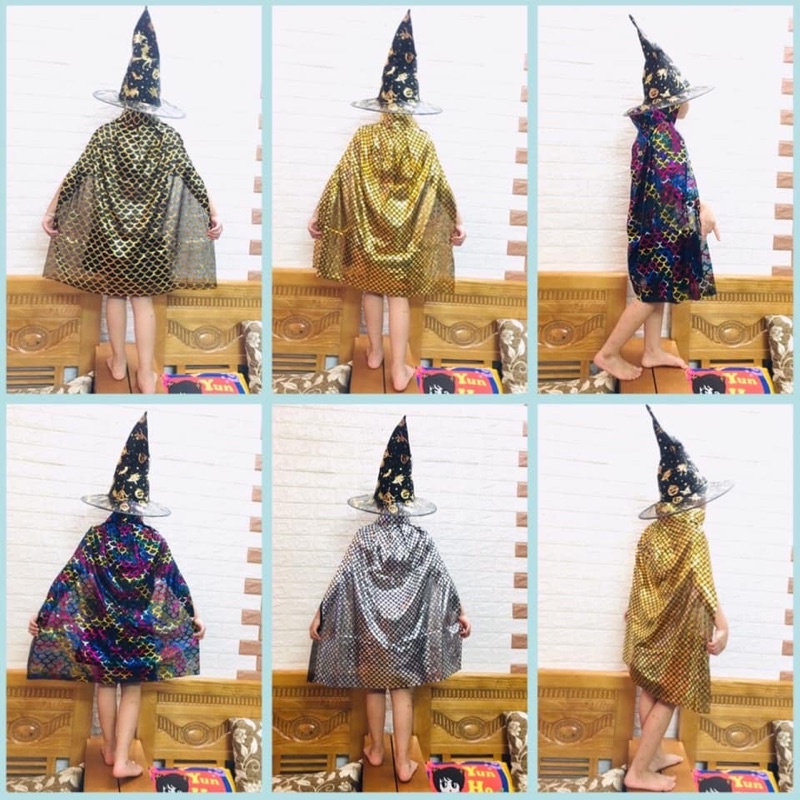 Trang phụ choàng phù thủy kèm mũ 80-1m2/ Áo choàng phù thủy chơi hoá trang cosplay HALOWEEN